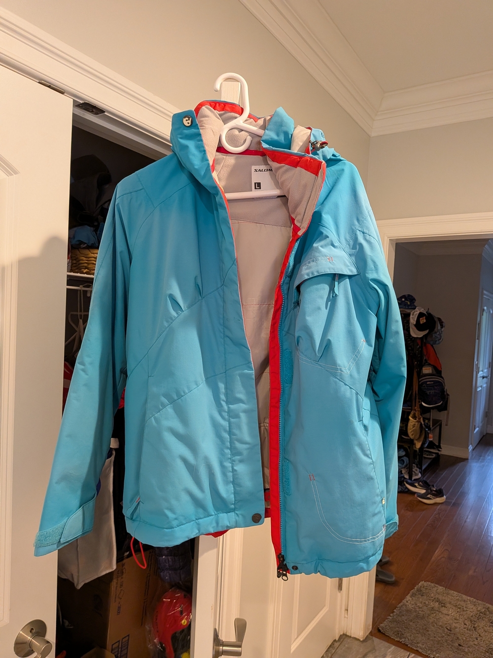Salomon Bright Blue Ski Jacket with Red Trim